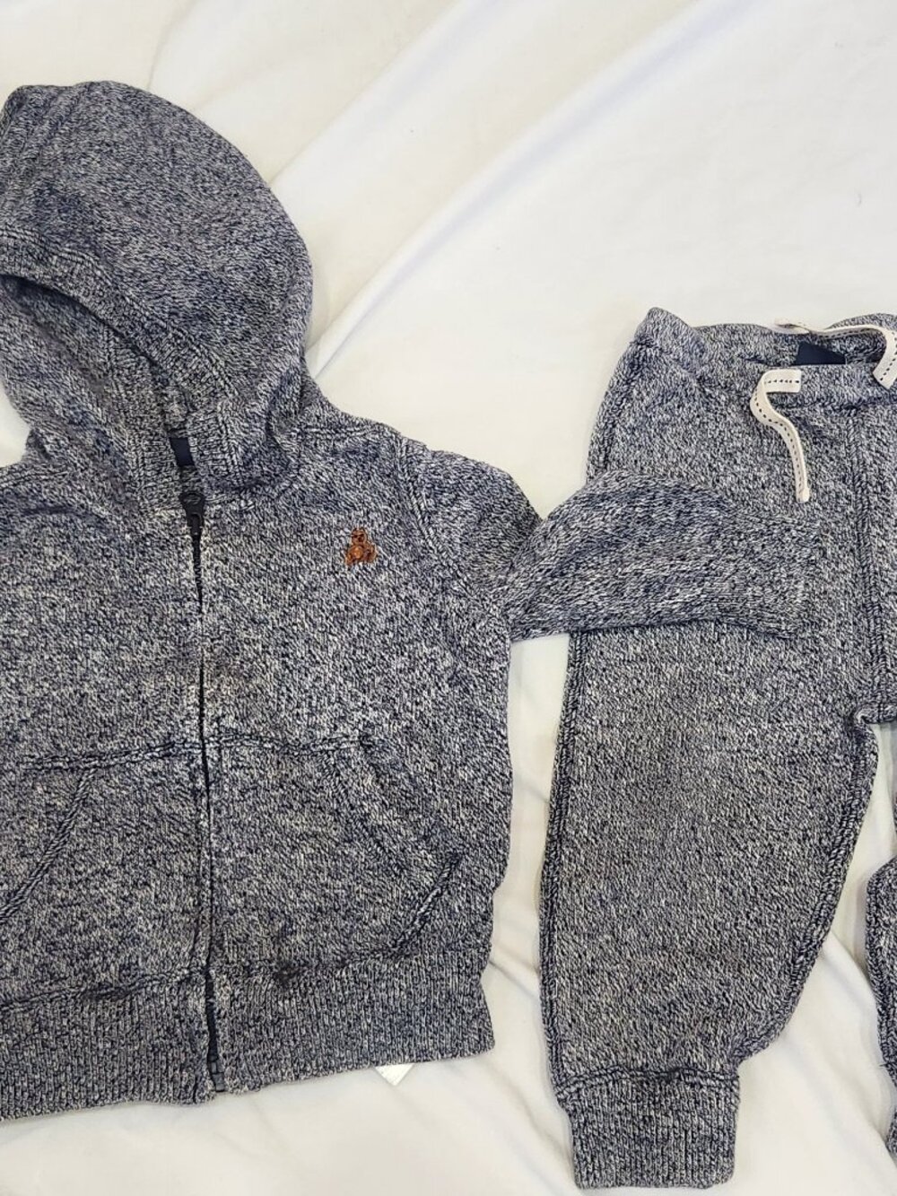 Baby GAP Hooded sweater/sweat zip up set blue, gray, jogger pants, 6-12 month